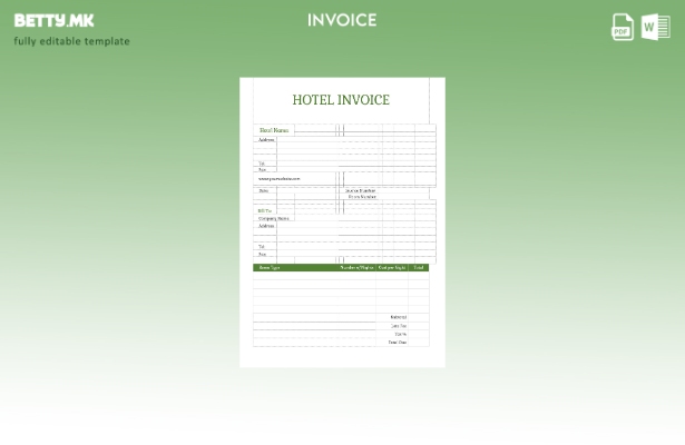 Модерен стил примерок шаблон за хотелска фактура